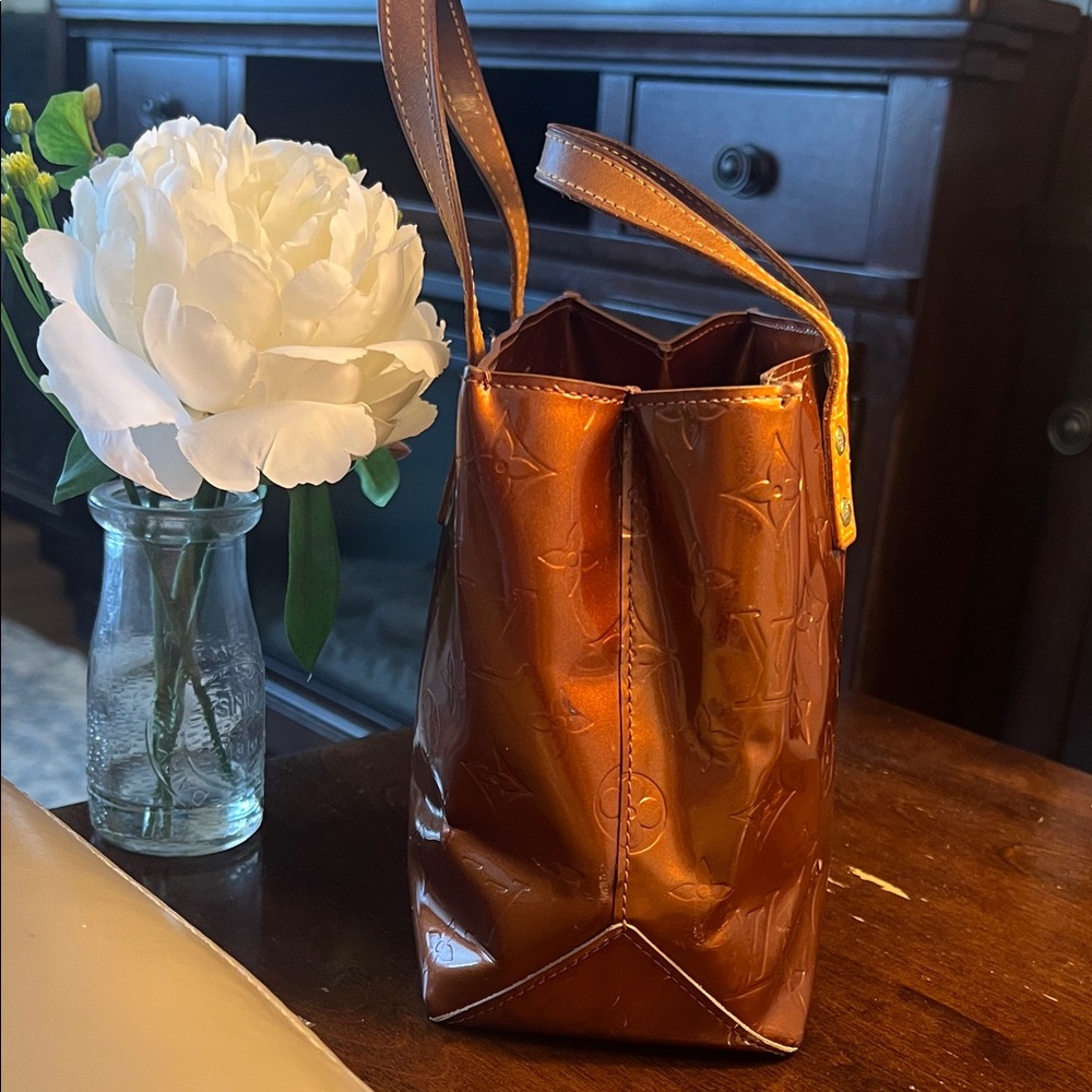 Authentic Louis Vuitton Mini Bronze Monogram Vernis Reade PM Tote - Picture 6 of 17
